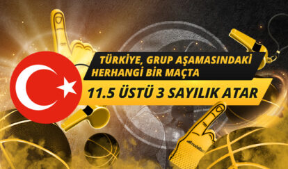 Türkiye, grup aşamasındaki herhangi bir maçta 11.5 üstü 3 sayılık atar.